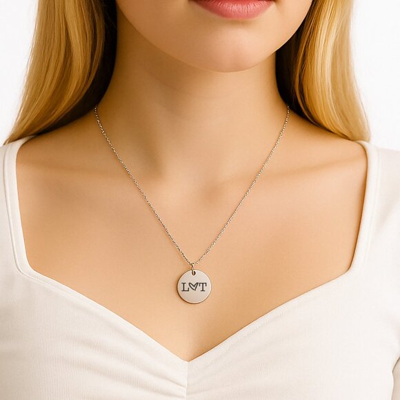 Initial Disc Necklace | Custom Disc Necklace | Personalized Necklace - Picture 1 of 7